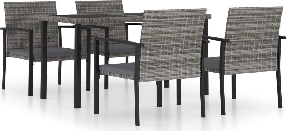 vidaXL VidaXL 5-częściowy zestaw mebli ogrodowych, polirattan, szary