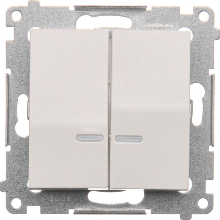 Kontakt-Simon Łącznik świecznikowy Simon 54 podwójny z podświetleniem 16AX 250V biały (DW5ABL.01/11)