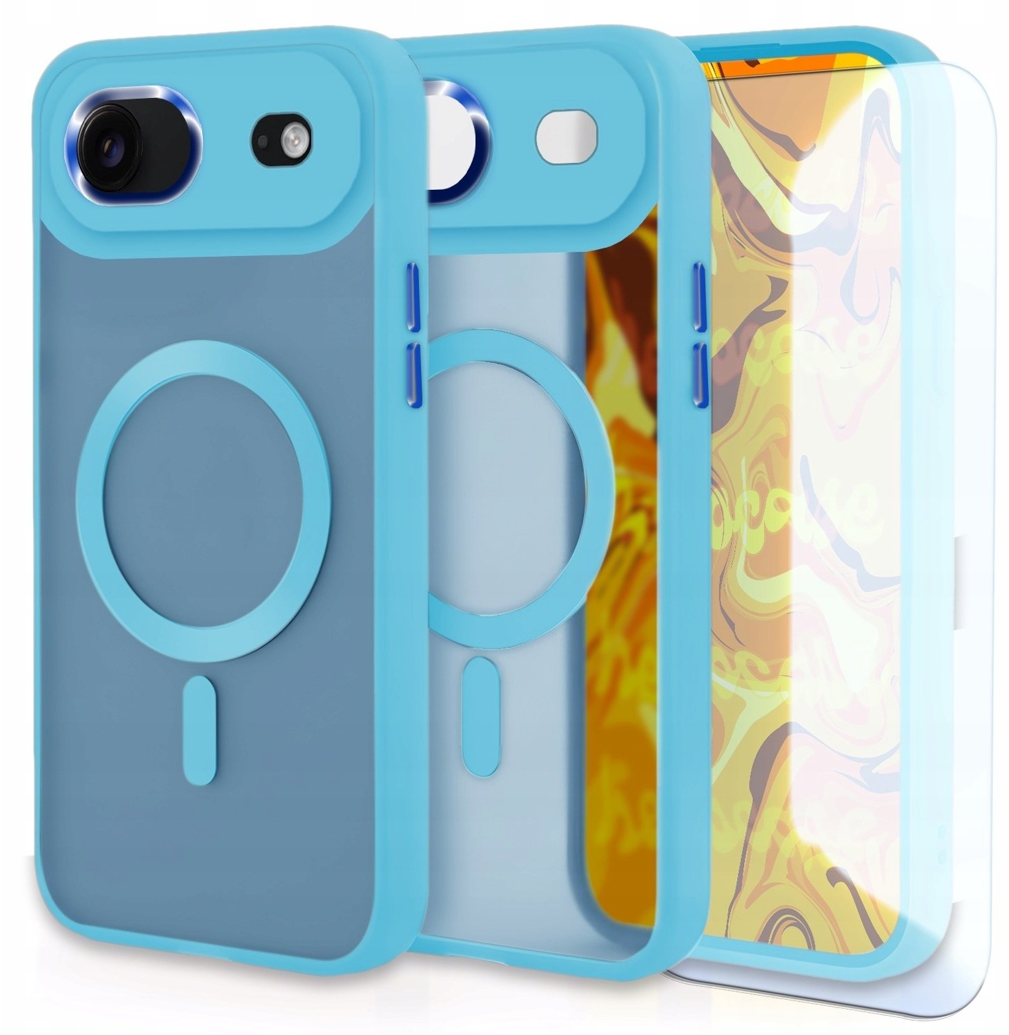 Hello Case Etui Do Magsafe do iPhone 17 Air (Jasnoniebieski, Pancerny, Matowy) Szkło