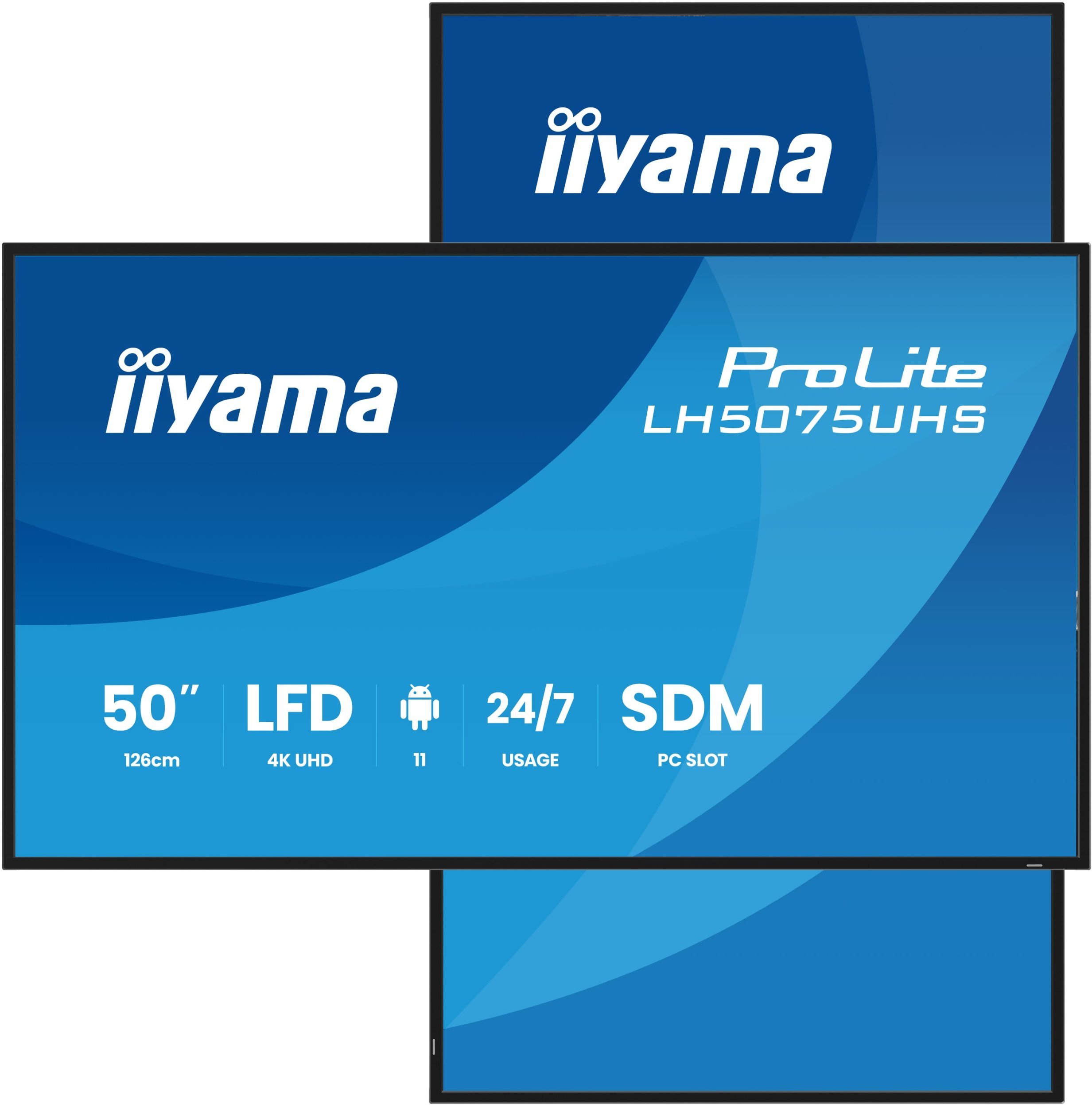 IIYAMA LH5075UHS-B2AG 127cm 50Zoll 3840x2160 UHD VA panel Haze 25perc 500cd/m2 Landscape and Portrait Signal FailOver Speakers