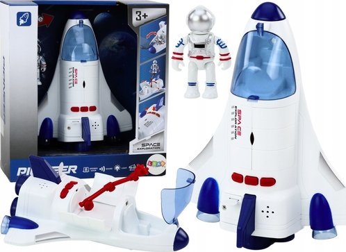 LeanToys Statek Kosmiczny Napęd Światła Dźwięki Kosmonauta Biały