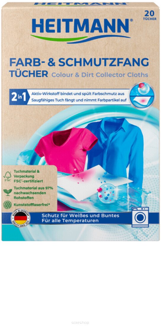 Heitmann Chusteczki Wyłapujące Kolor i Brud 20 szt