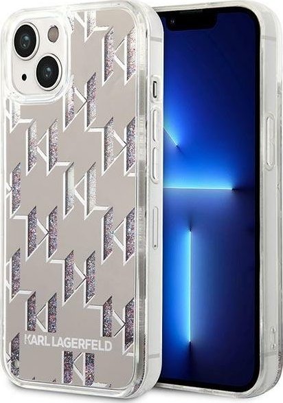 Karl Lagerfeld Etui Karl Lagerfeld do iPhone 14 6,1" hardcase srebrny/silver Liquid Glitter Monogram