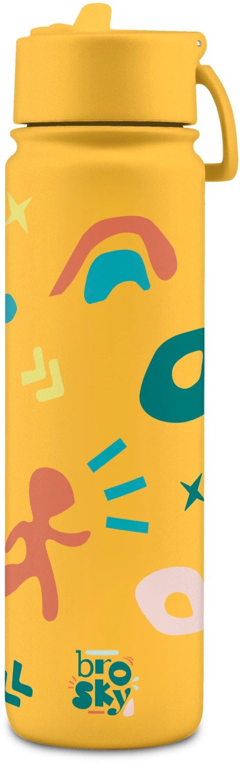Brosky Pattern Stalowa butelka na wodę w kolorze żółtym 680ml