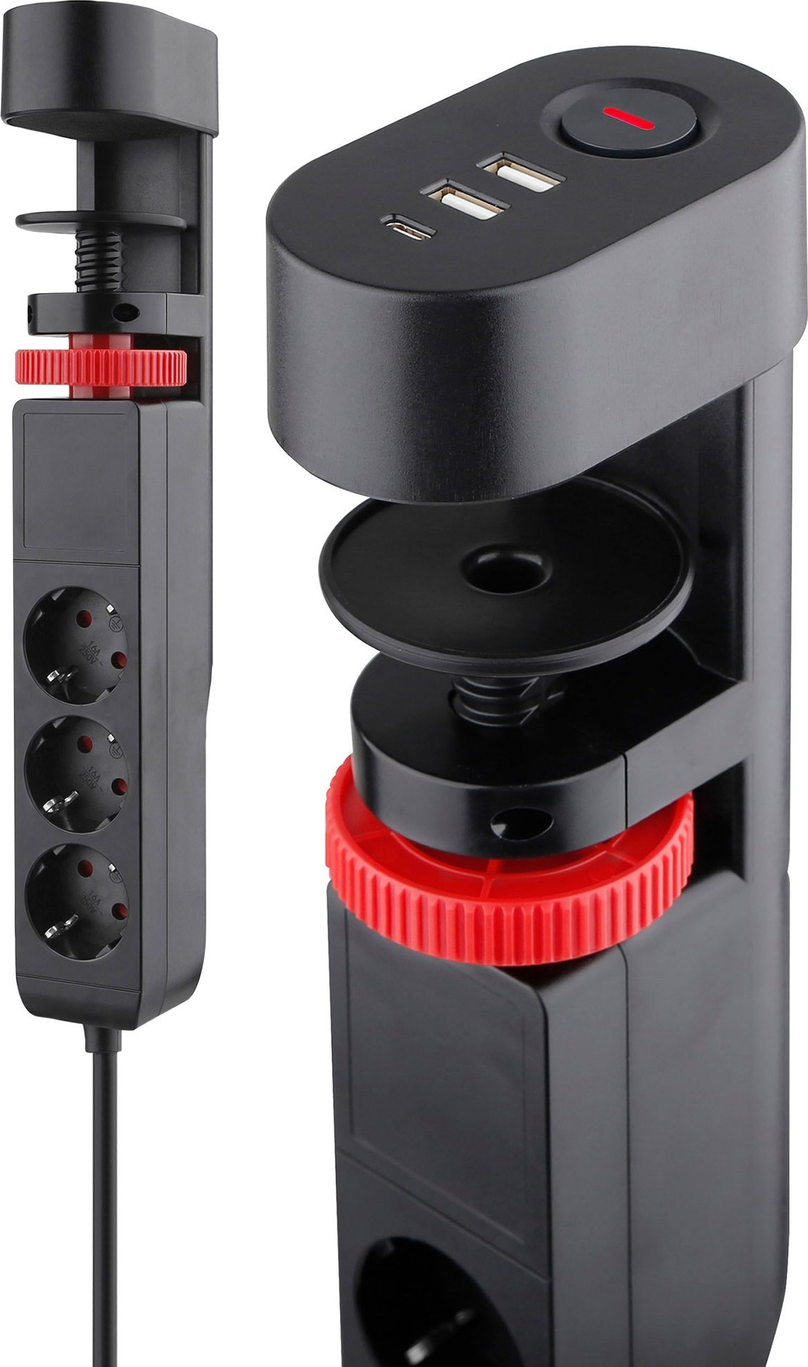 Listwa zasilająca REV REV Steckdosenleiste 3-fach für Tischmontage mit USB 0015728512