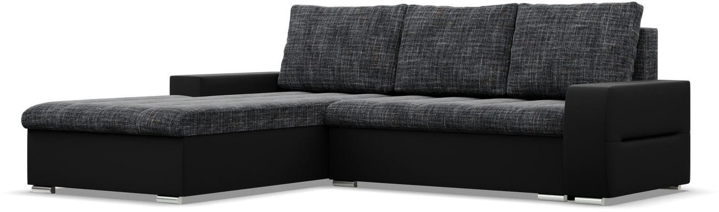 Narożnik do salonu, lewy, Sereno, 243x200x92 cm, czarny, ciemny szary | TYLETEGOTU