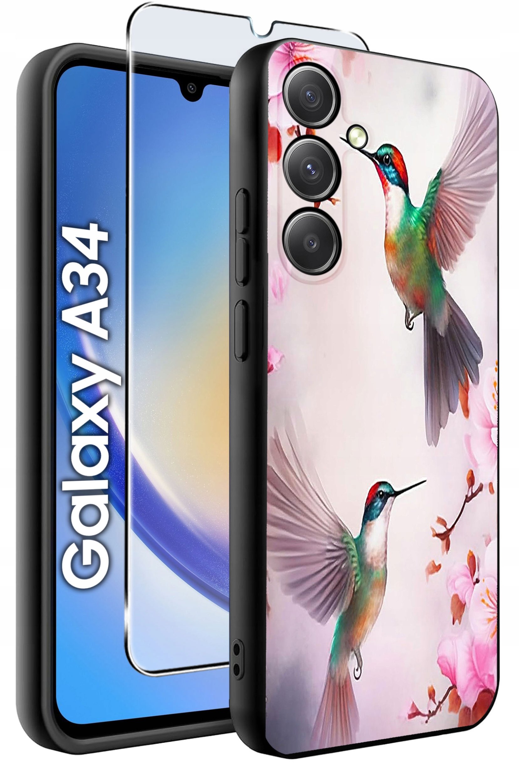 ETUI do Samsung A34 5G WZORY | SILIKONOWE MATT CASE + SZKŁO 9H