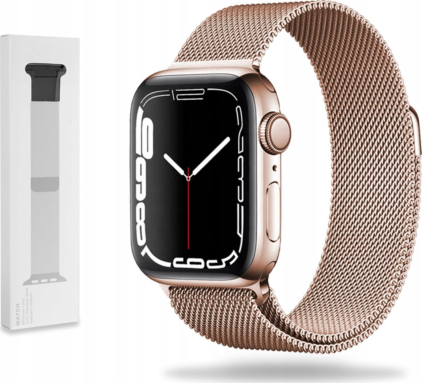 Tech Craft Metalowa Bransoletka Opaska Apple Watch ( 42 / 44 / 45 / 49 MM ) różowe złoto
