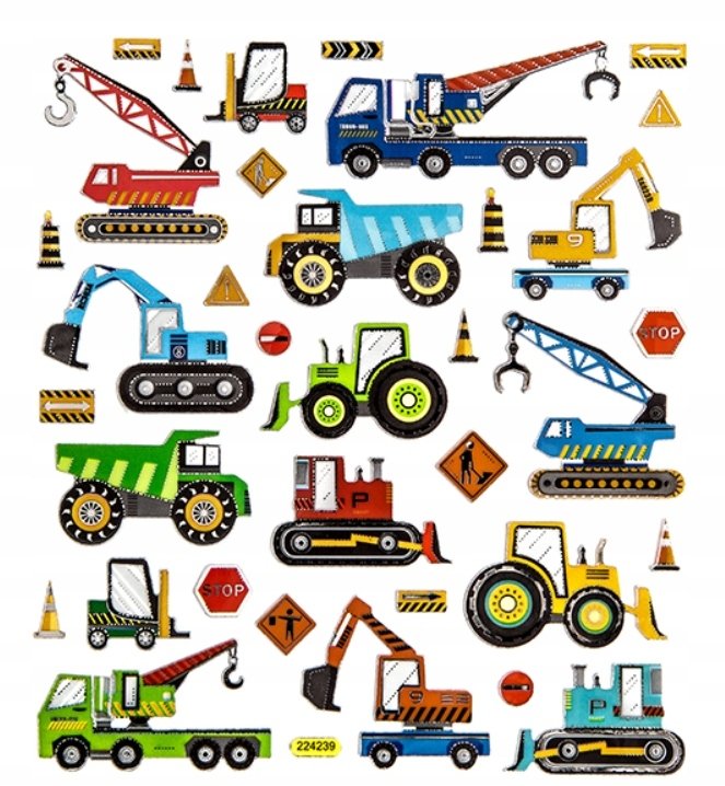 Naklejki Pojazdy budowlane 35szt