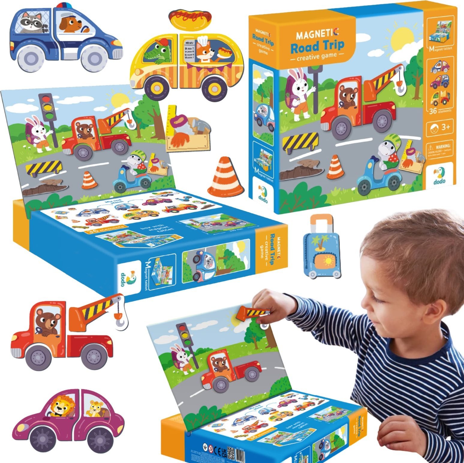 GRA MAGNETYCZNA EDUKACYJNA "TRANSPORT" 36 MAGNESÓW TABLICA MAGNETYCZNA