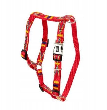 Szelki dla psa, wz�r etniczny, ta�ma polipropylenowa, 25mm/70-90cm czerwone