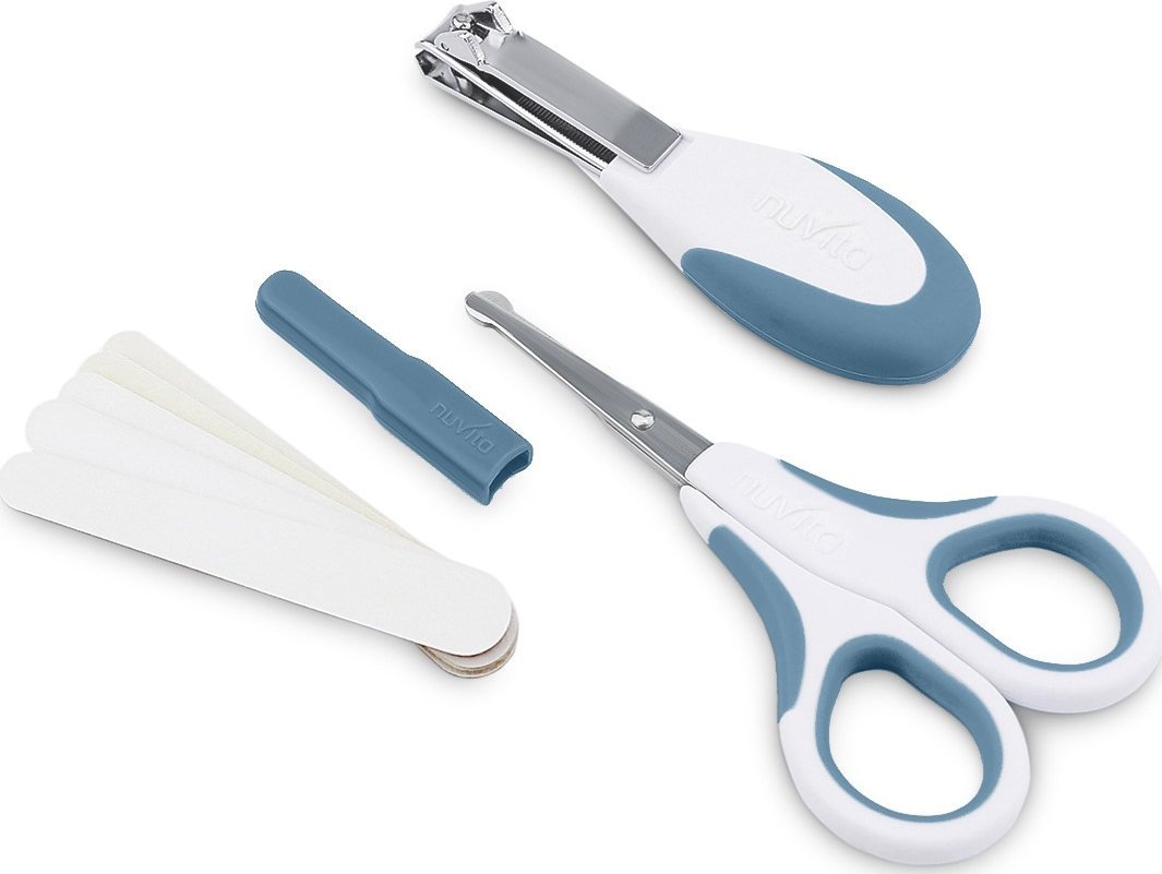 Nuvita Nuvita, Zestaw kosmetyczny do paznokci: nożyczki, cążki i 5 pilniczków, Powder Blue