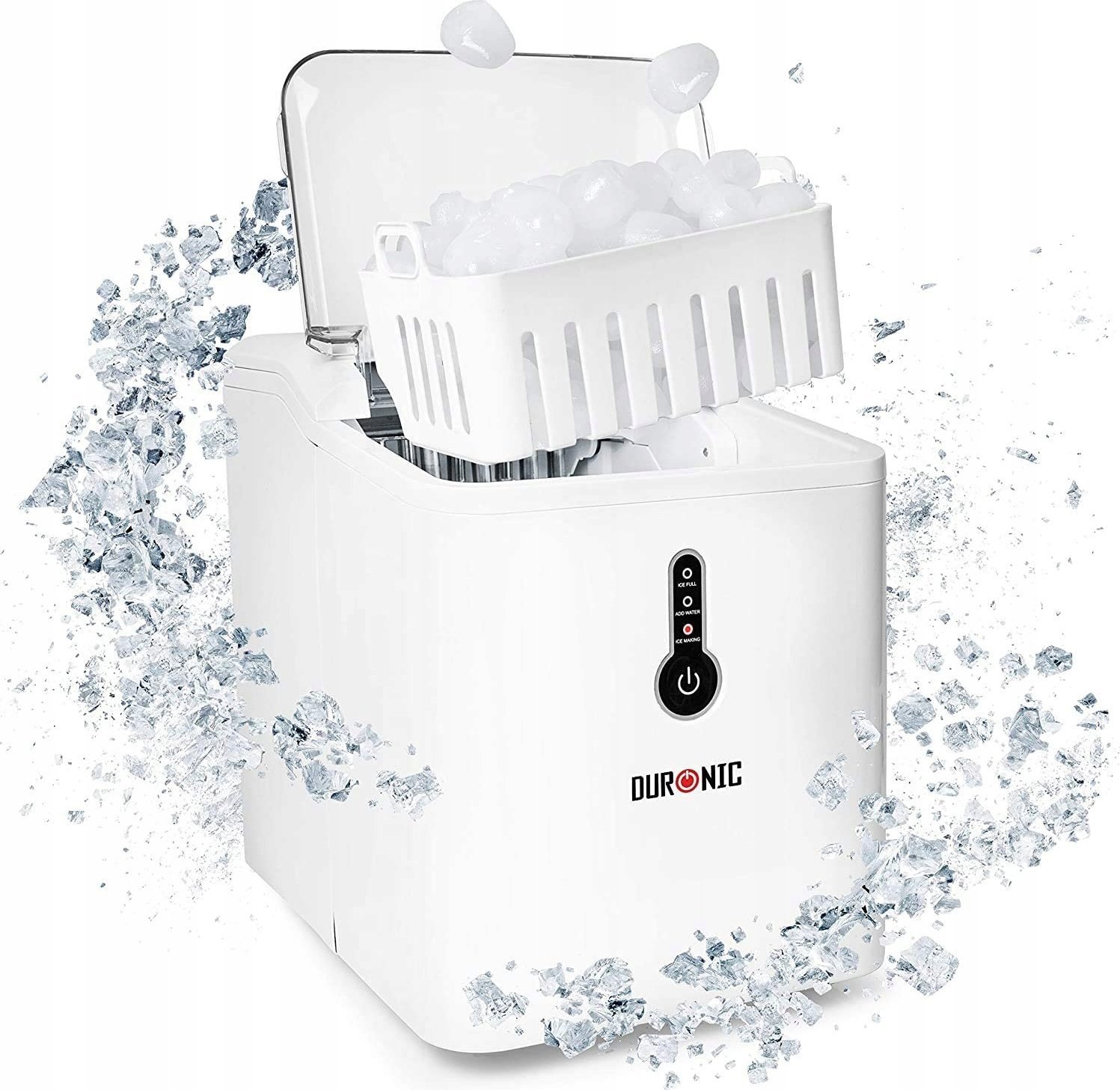 Kostkarka do lodu Duronic ICM120 Automatyczna kostkarka do lodu elektryczna | 9 kostek w 7 min | 12 kg lodu na dobę | zbiornik na wodę 1,5l kszyczek i