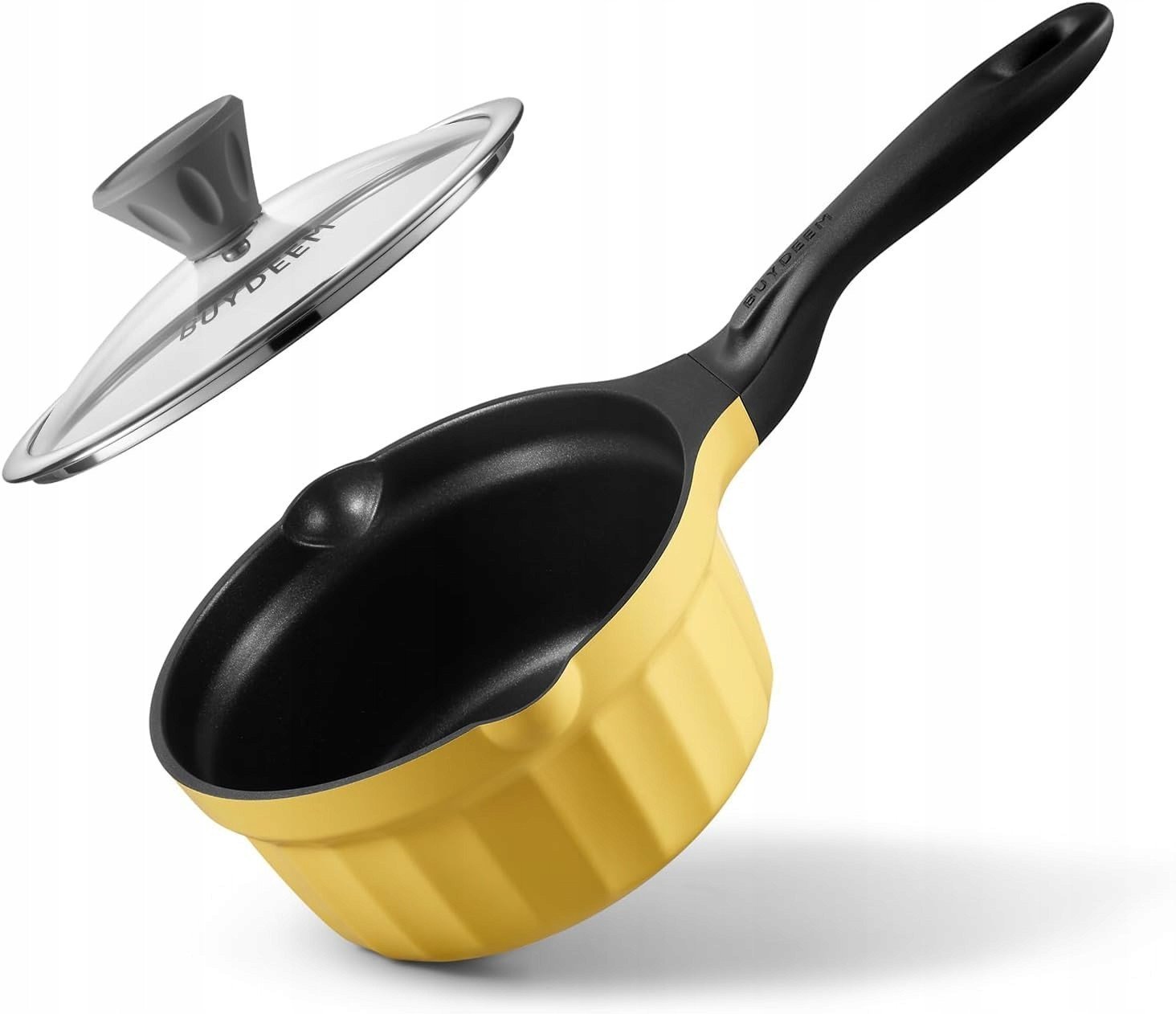 BUYDEEM Emaliowany rondel ze szklaną pokrywą 1,8L, model CP141,kolor Mellow Yellow