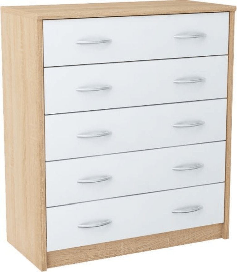Komoda z szufladami, Classic, 74x35x85 cm, dąb sonoma, biel, mat | TYLETEGOTU