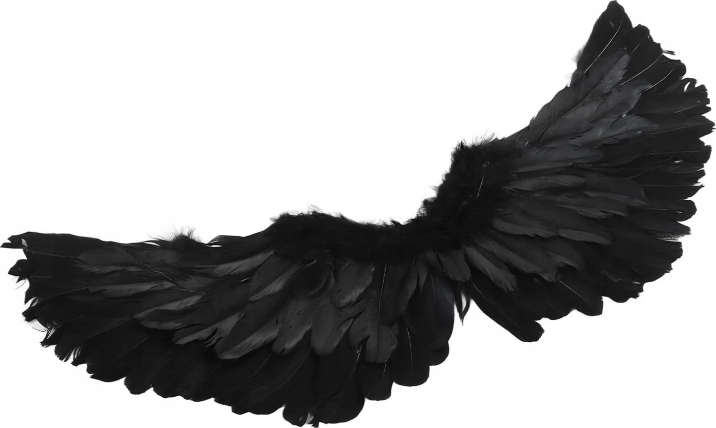 SKRZYDŁA DIABLICA DIABEŁ DIABOLINA ANIELSKIE PIÓRA HALLOWEEN CZARNE 60cm