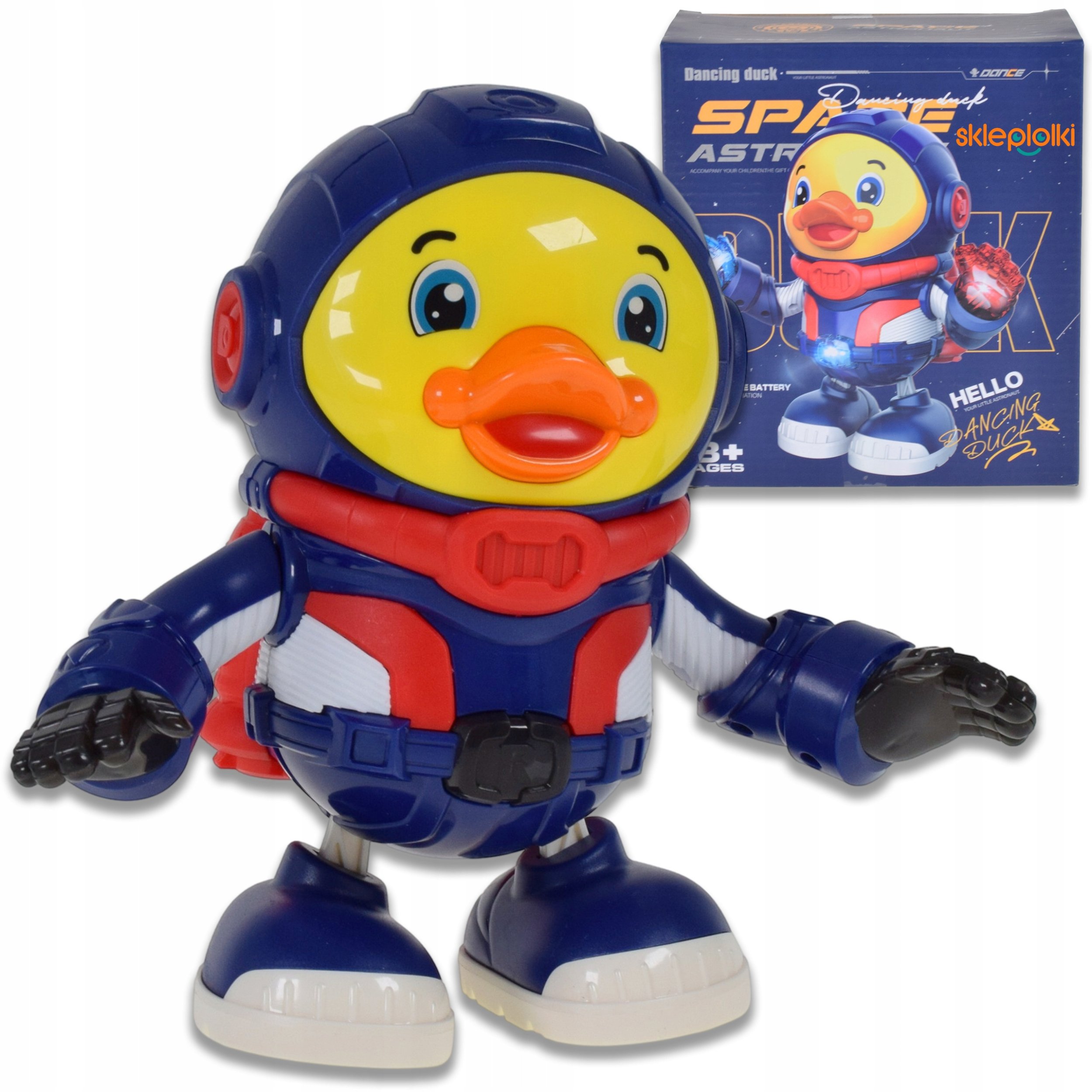 INTERAKTYWNA ZABAWKA DLA DZIECI TAŃCZĄCY MUZYCZNY KURCZAK KOSMONAUTA ŚWIECI