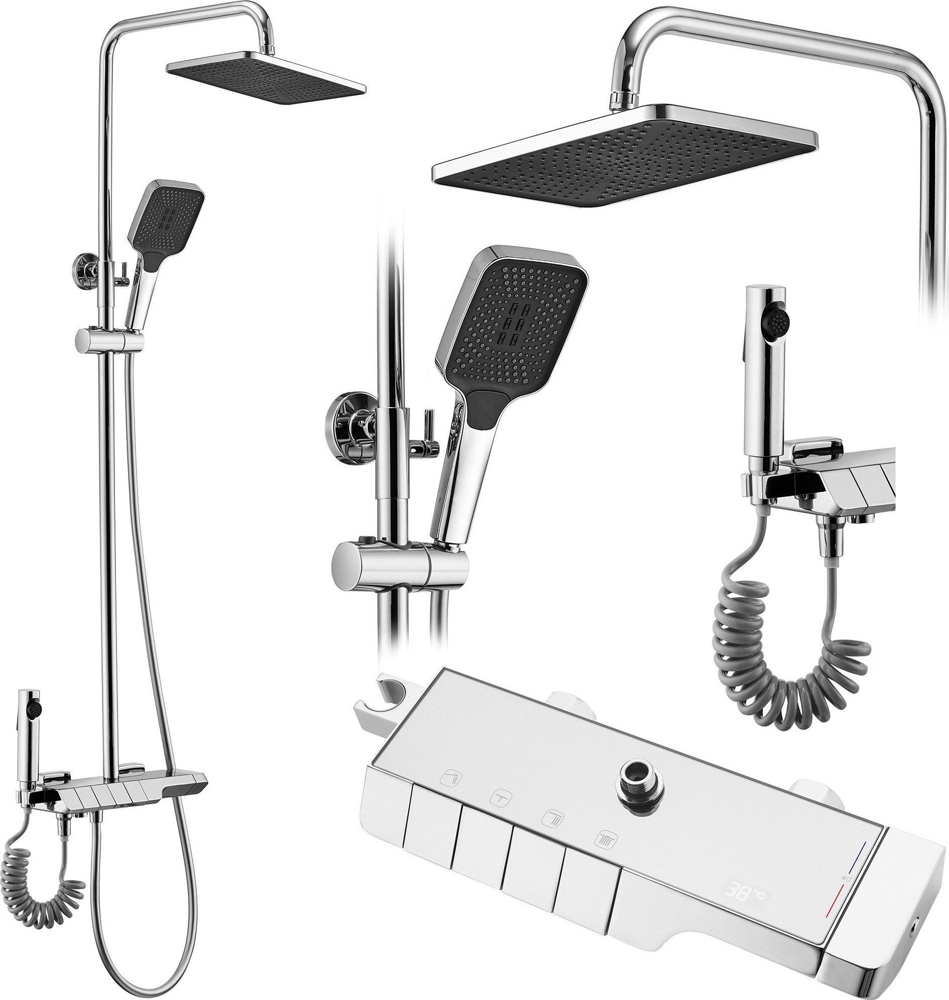 Zestaw prysznicowy Rea Zestaw PRYSZNICOWY z Termostatem REA ROB Chrom