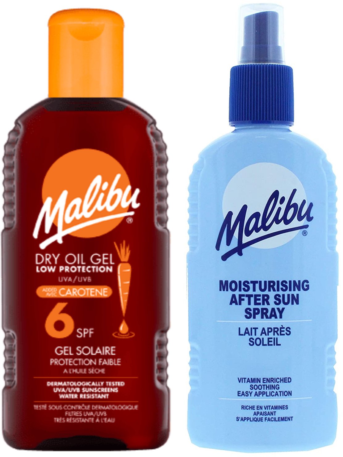 Malibu SPF6 Suchy Olejek Z Karotenem 200ml + Balsam W Sprayu Po Opalaniu 200ml
