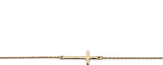 Srebro i Kamienie Pozłacana bransoletka z krzyżykiem celebrytka