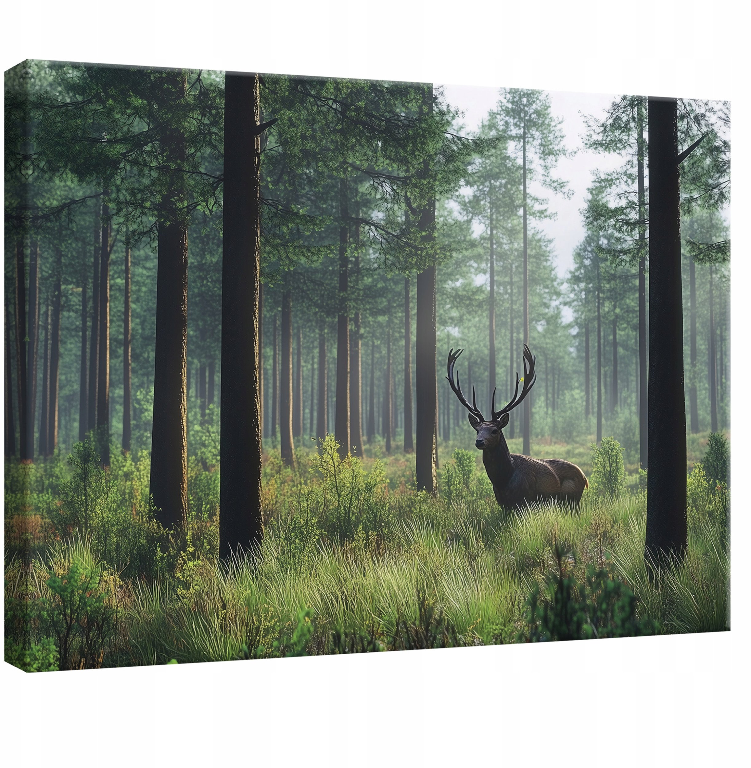 OBRAZ DO SYPIALNI SALONU KUCHNI JELEŃ NATURA LAS NA PŁÓTNIE ŚCIANĘ 120x80