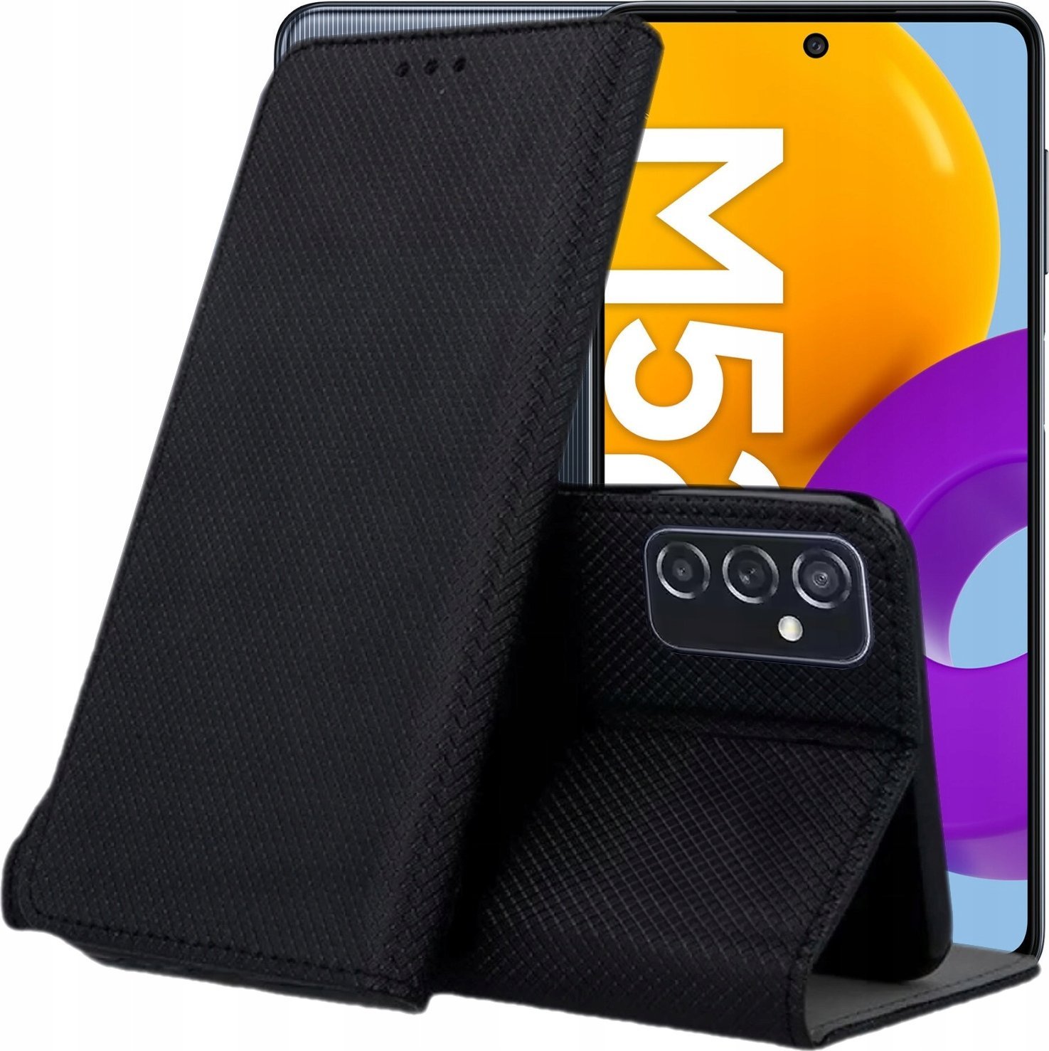 Hello Case ETUI Z KLAPKĄ DO SAMSUNG GALAXY M52 5G CZARNE ZAMYKANE MAGNETYCZNE KABURA