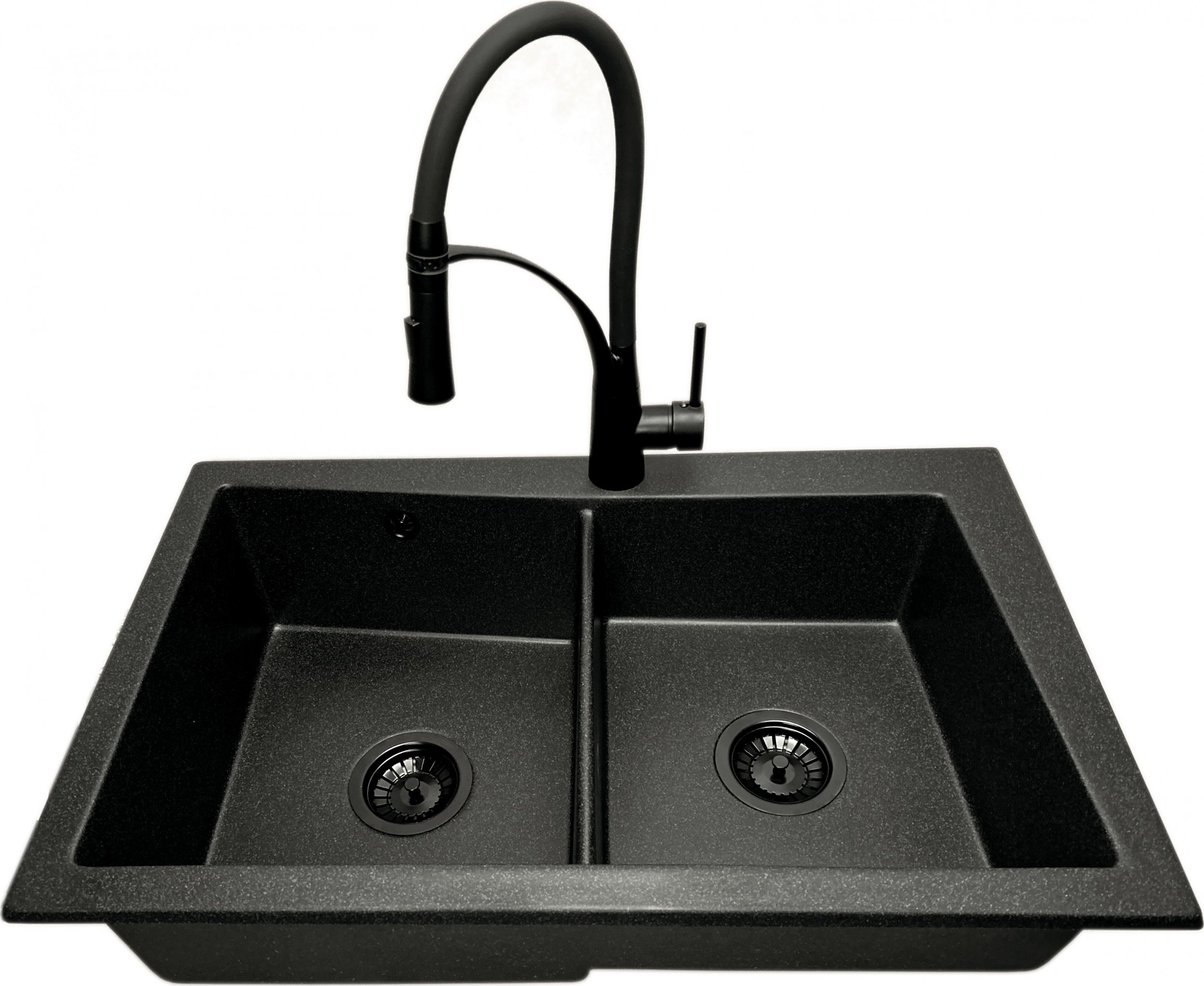 Zlewozmywak PREHNIT Zlewozmywak 2 komorowy EVOLUTION grafit + bateria czarna NEXO