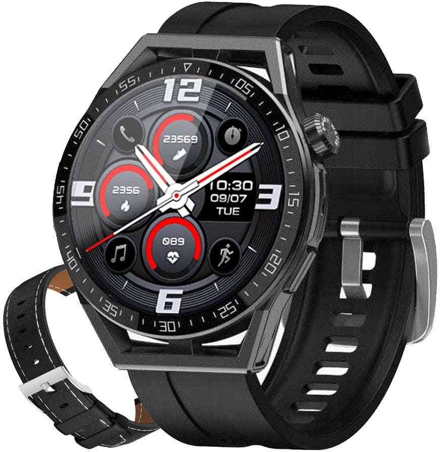 Zegarek SMARTWATCH Rubicon E88 black / black silicone / black leather