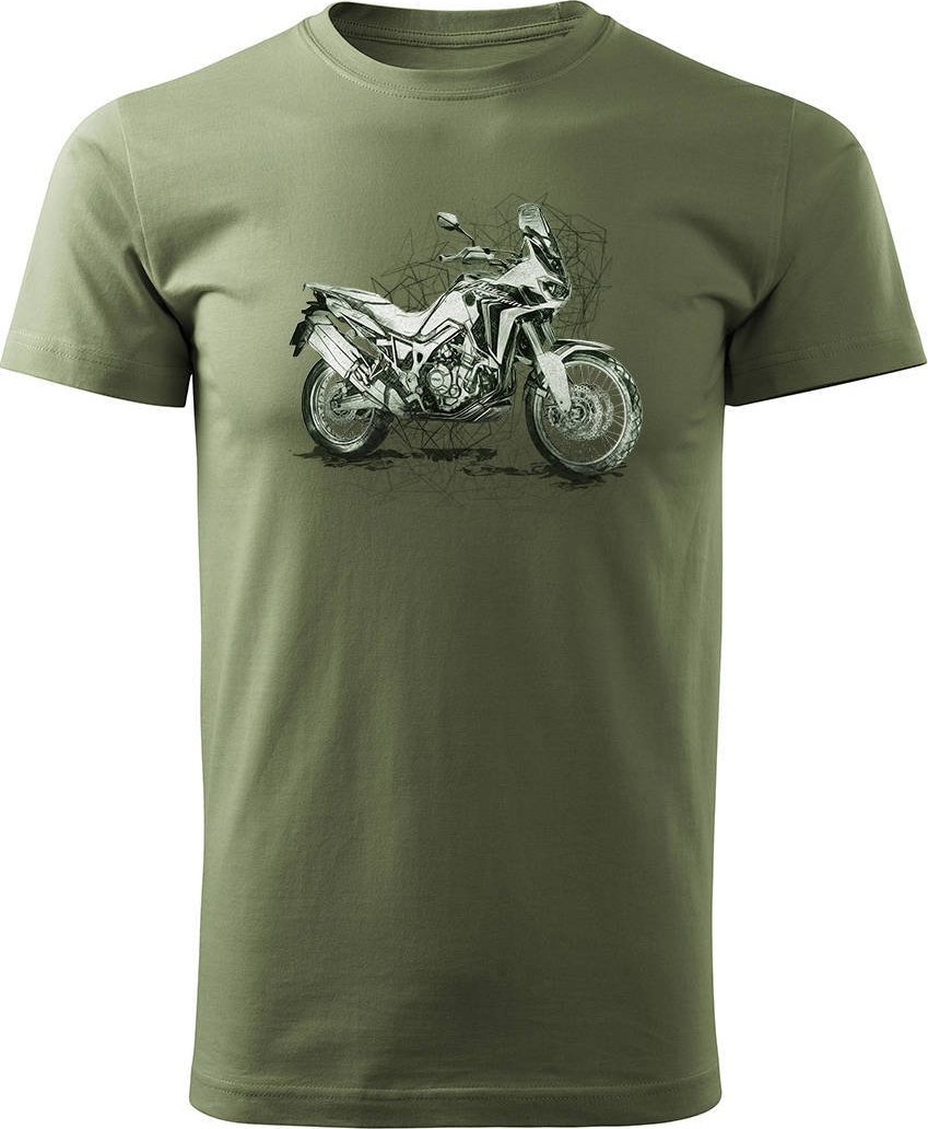 Topslang Koszulka motocyklowa z motocyklem na motor Honda Africa Twin CRF1100L męska khaki L