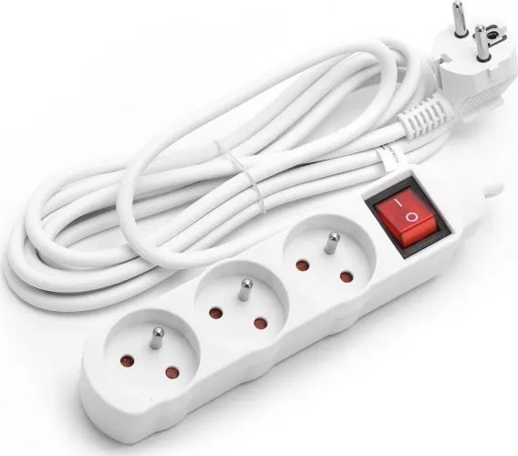 Aigostar Listwa zasilająca na 3 gniazda typu francuskiego z przełącznikiem Listwa zasilająca na 3 gniazda typu francuskiego z przełącznikiem
