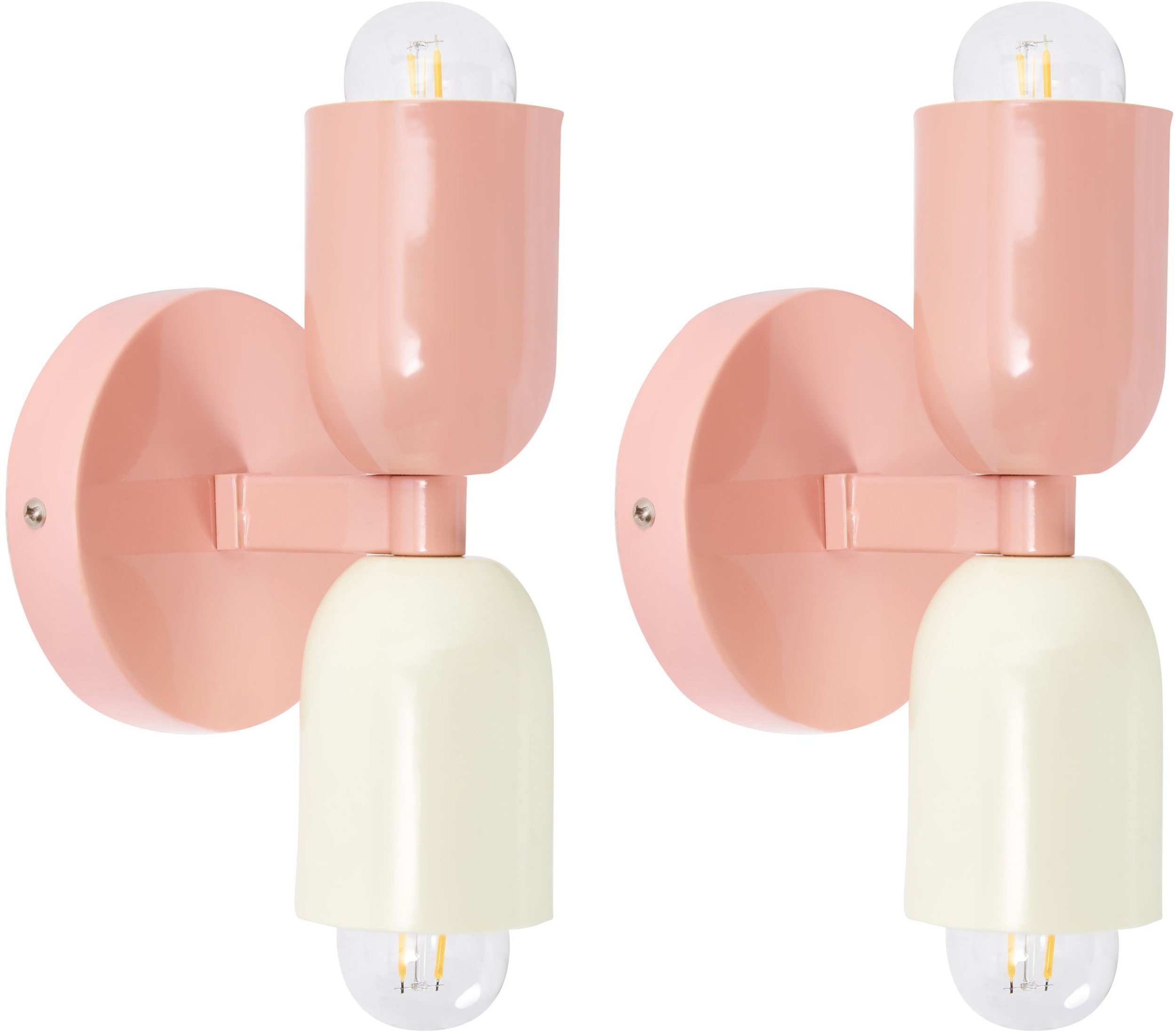 Zestaw 2 lamp ściennych TOPI Metal Pastelowy róż