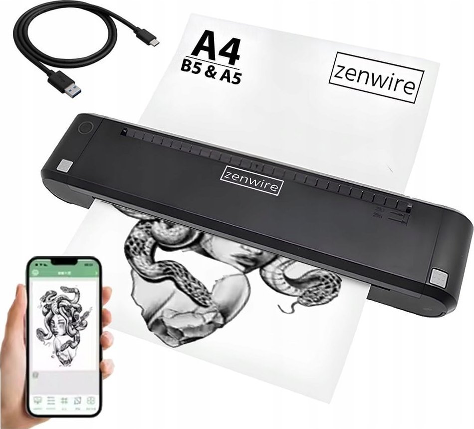 Mini Drukarka Termiczna A4 Przenośna Mobilna Zenwire TP-810T
