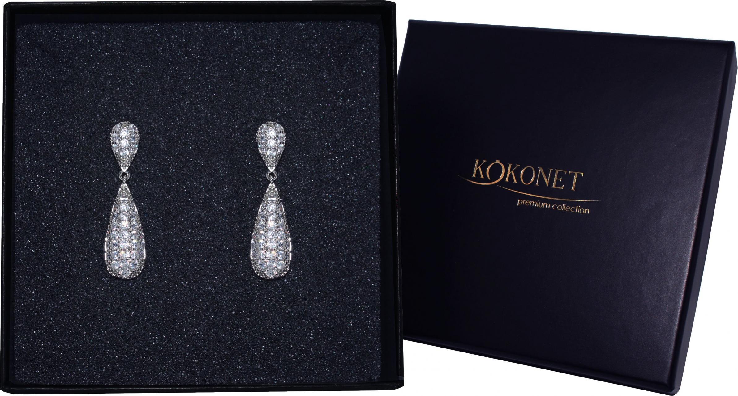 KOKONET kolczyki wiszące kryształki kropla migdał wesele