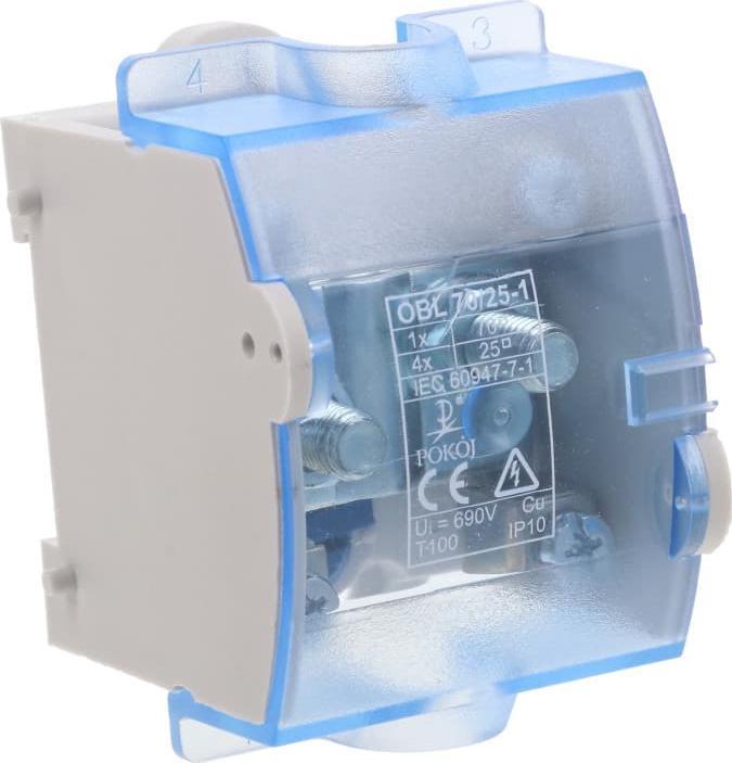 Pokój Odgałęźnik instalacyjny 1P 1x70mm2/4x25mm2 niebieski OBL 70/25-1 R35RW-01040000403 /10szt./