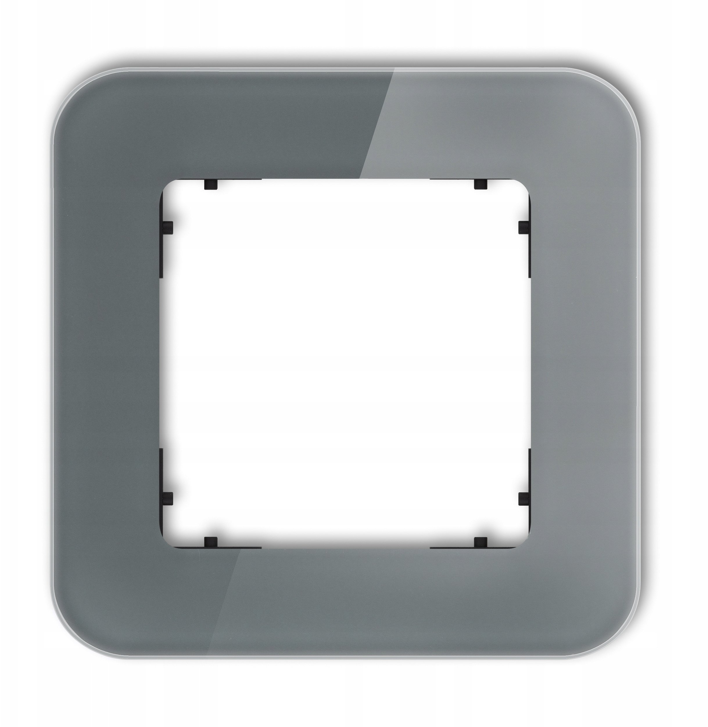 Karlik Ramka uniwersalna pojedyncza zaokrąglona - efekt szkła (ramka: grafitowa spód: czarny) 28-12-IRSZ-1