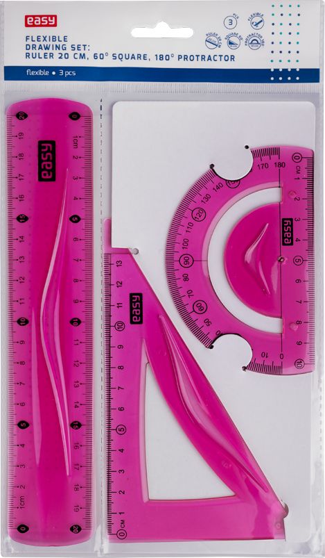 Easy Zestaw linijek elastycznych 3szt różowy Easy