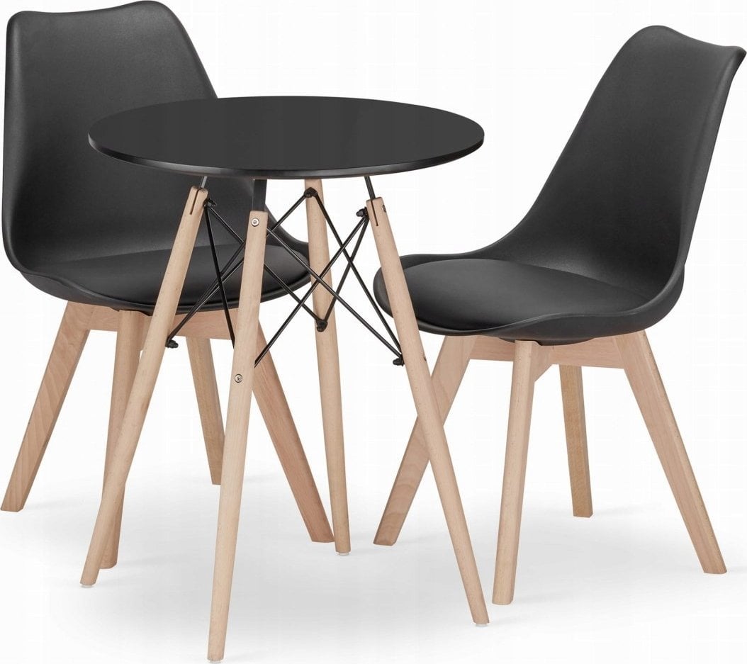 Leobert Zestaw stół okrągły TODI 60 czarny + 2 krzesła MARK czarne