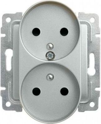 KOS Gniazdo podwójne Vena uziemienie 16A satynowy (515047)