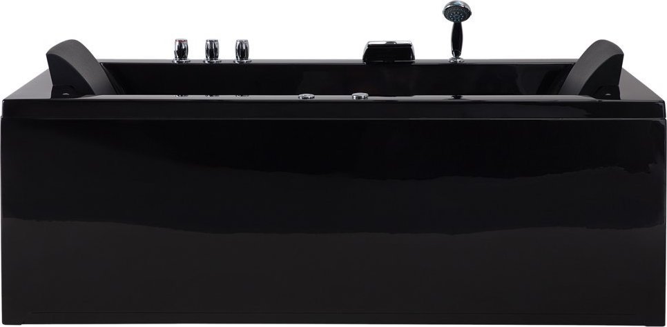 Wanna Beliani Wanna narożna LED prawa z hydromasażem 183 x 90 cm czarna VARADERO