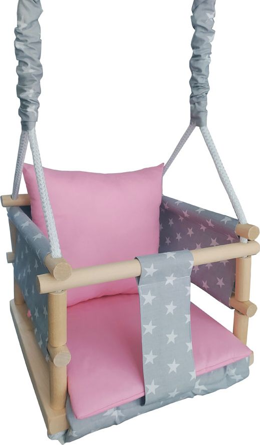 Huśtawka Elior Różowo-szara huśtawka dla dziewczynki 3w1 - Lena
