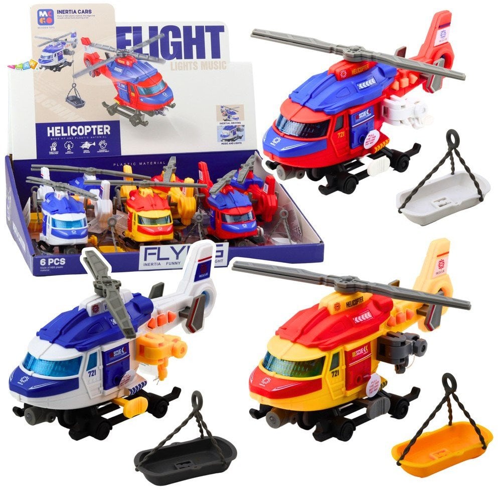 Helikopter Ratunkowy Nosze Hak Wciągarka Napęd Światła Dźwięki Mix LEAN Toys