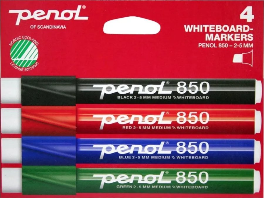 Whiteboardmarker Penol 850 2-5mm ass. 4stk/sæt svanemærket - (4 stk.)