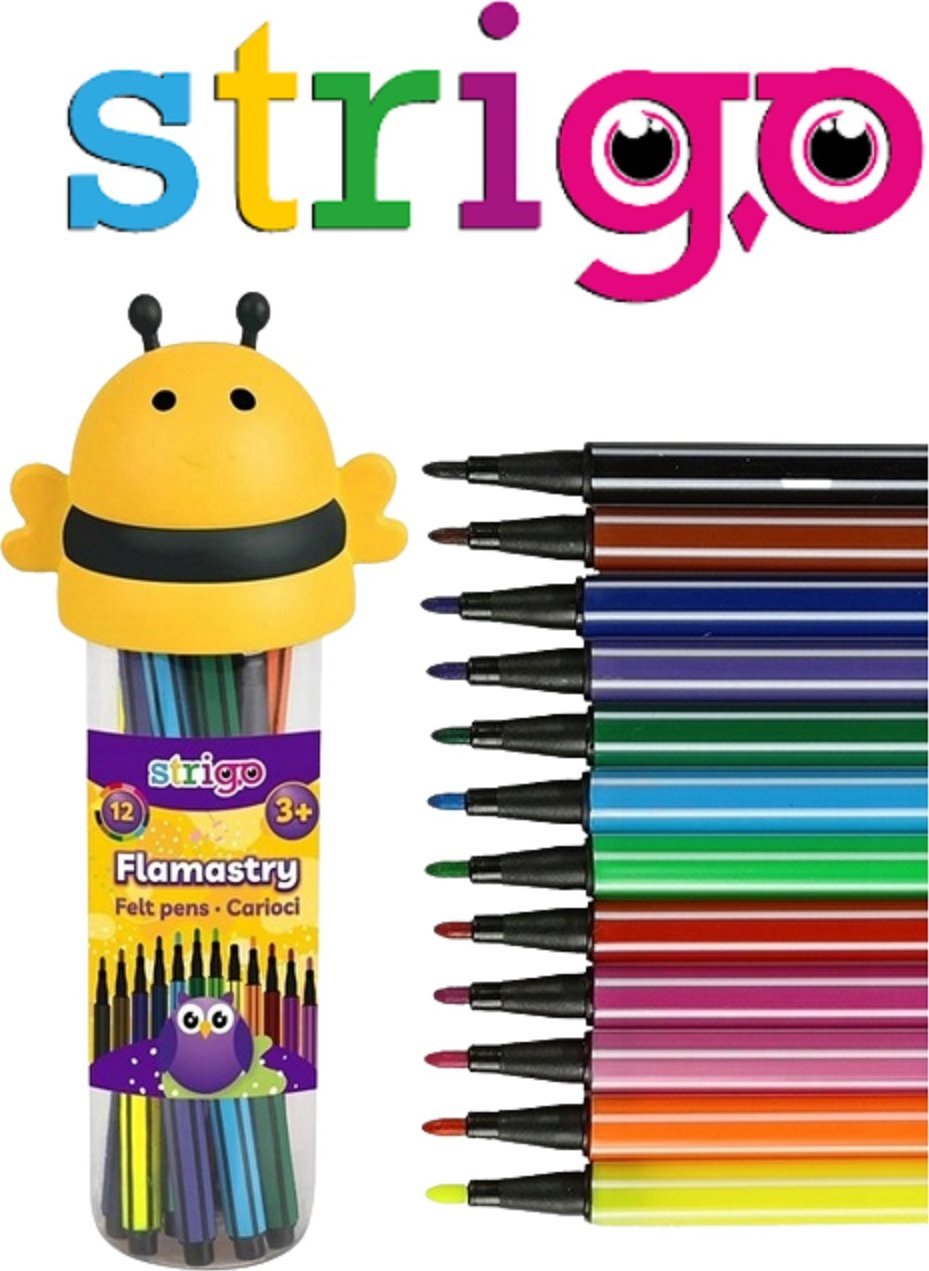 Pilot Flamastry Pszczółka 12 kolorów Strigo Felt Pens