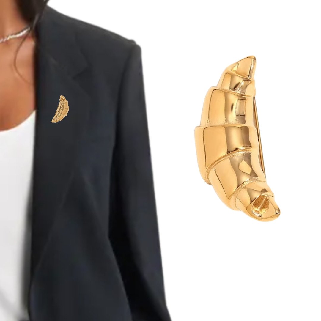 Broszka rogalik stal nierdzewna agrafka modna ozdoba ubrań swetrów PIN