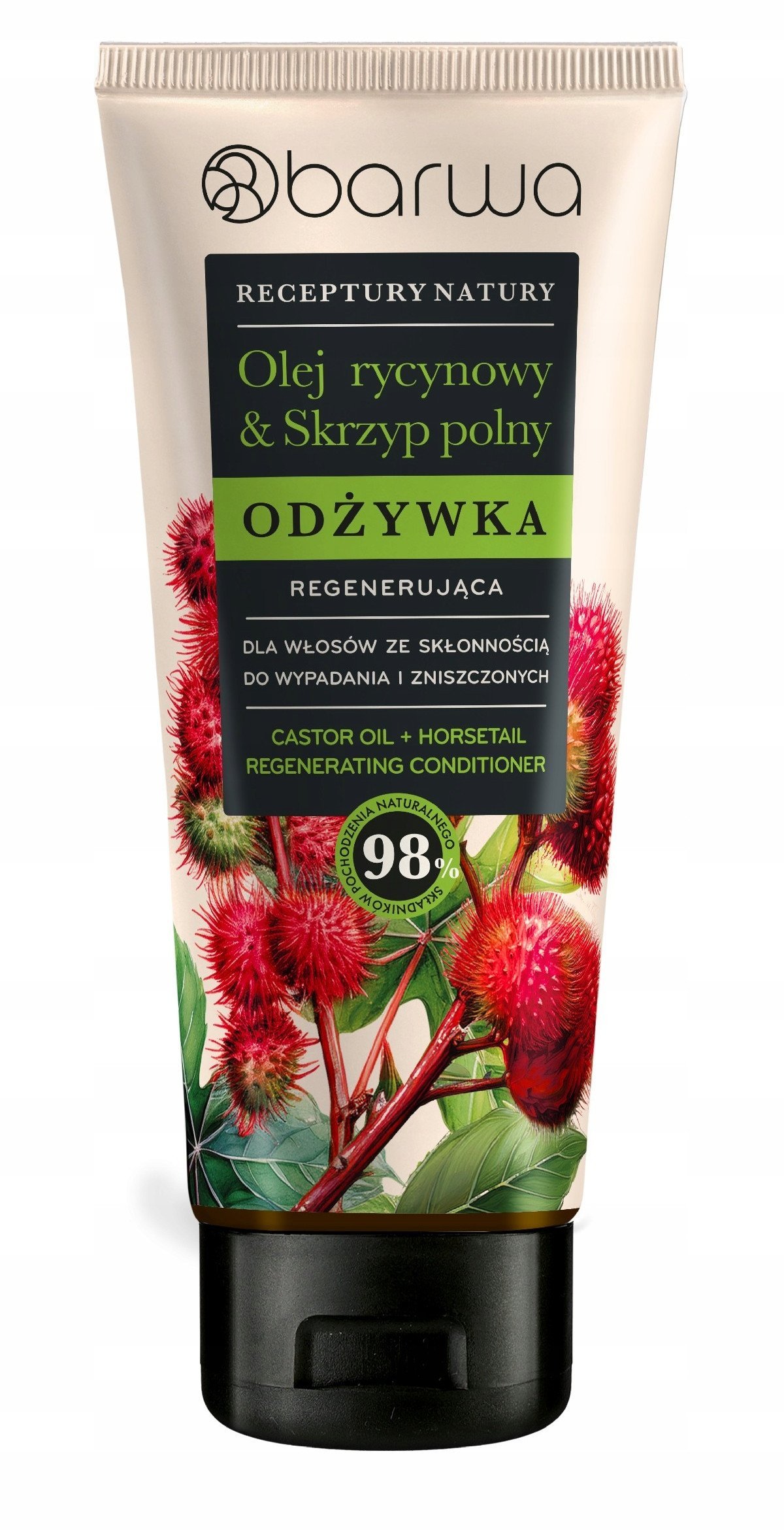 BARWA Receptury Natury Odżywka regenerująca do włosów ze skłonnością do wypadania i zniszczonych - Olej Rycynowy & Skrzyp Polny