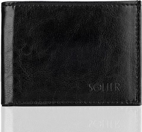 Solier Elegancki czarny skórzany męski portfel SOLIER TESSA