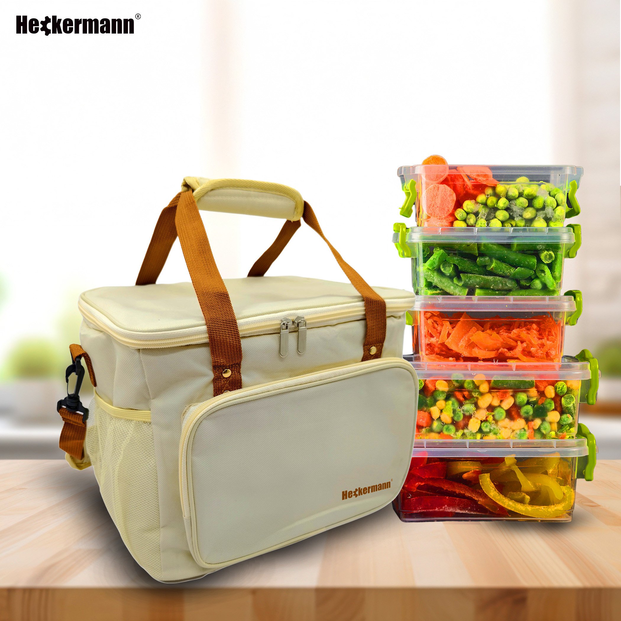 Torba termiczna Heckermann 20L Beżowa na plażę turystyczna biwakowa