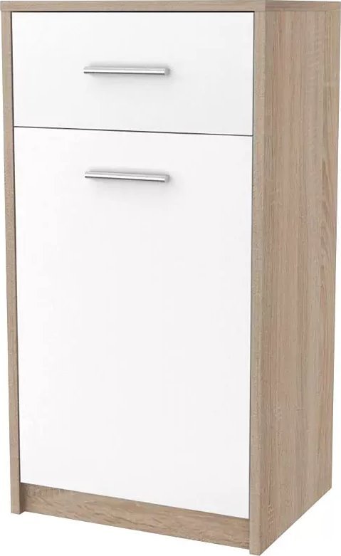 Elior Wysoka komoda biała + sonoma - Ilda 3X