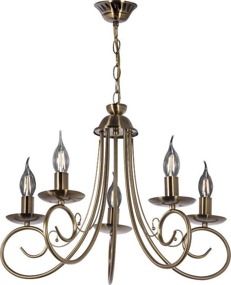 Lampa wisząca VEN Żyrandol LAMPA wisząca VEN W-N 1541/5 PN świecznikowa OPRAWA metalowy ZWIS kandelabr na łańcuchu maria teresa patyna