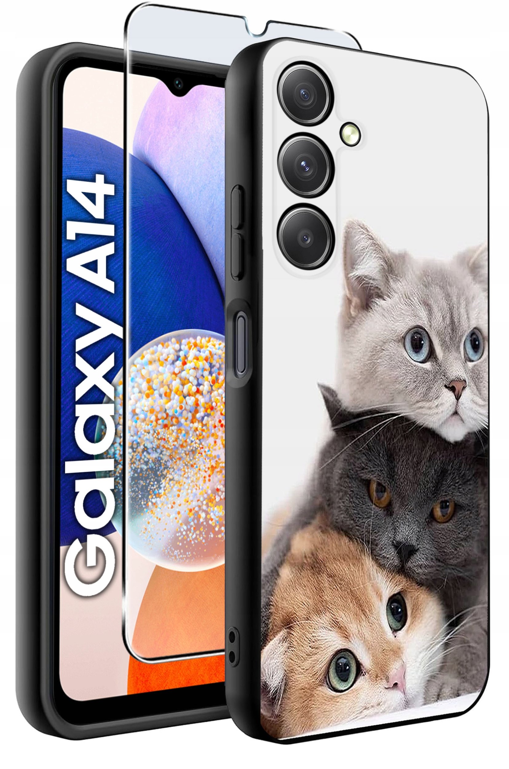 ETUI do Samsung A14 5G WZORY | SILIKONOWE MATT CASE + SZKŁO HARTOWANE 9H